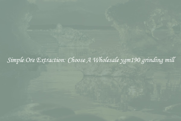 Simple Ore Extraction: Choose A Wholesale ygm190 grinding mill