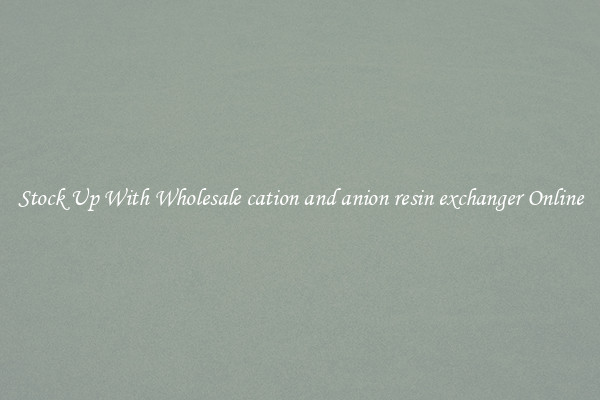 Stock Up With Wholesale cation and anion resin exchanger Online